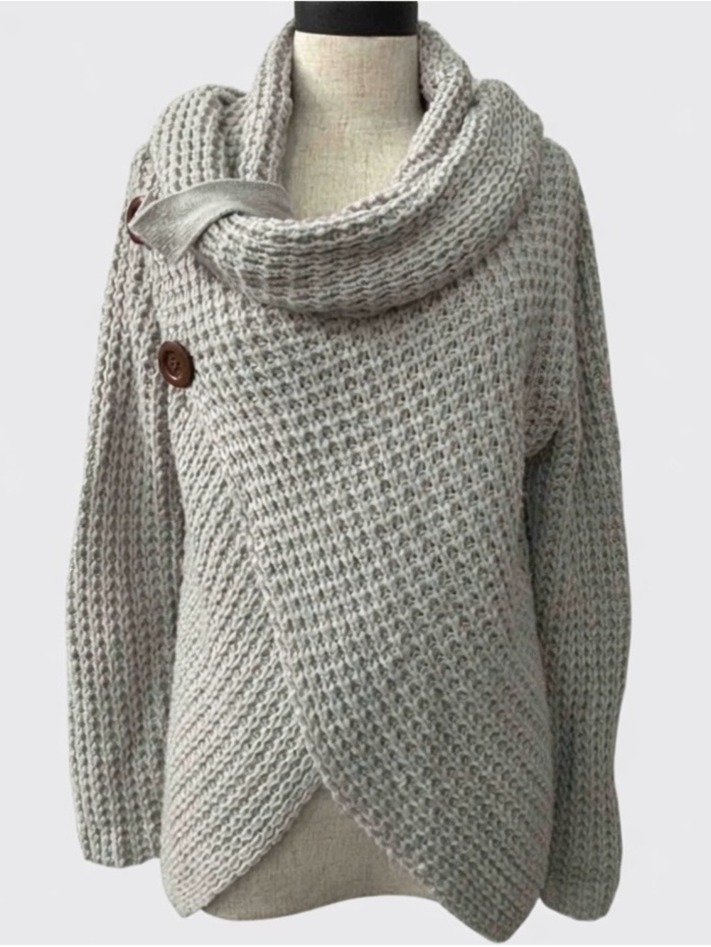 Miracle USA gray cowl wrap sweater EUC - size S/M